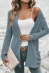 Ribbed Open Front Patch Pocket Long Sleeve Knit Cardigan